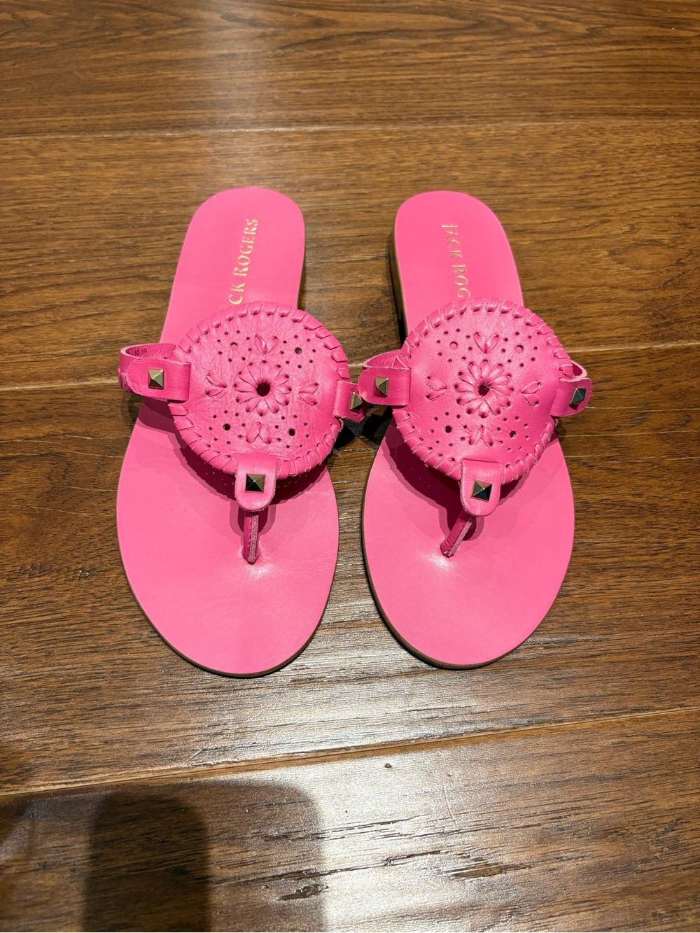 Jack Rogers Pink Leather Circle Medallion Sandals